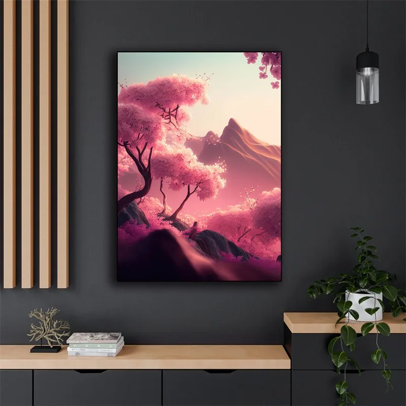 Японский Художественный Природный Пейзаж Неоновый Постер Киберпанк Путешествия