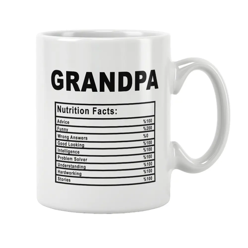 

Grandpa Nutrition Facts Mug Coffee Cup White Ceramic Father's Day Grandfathers Funny Birthday Gift Ideas Free Shipping