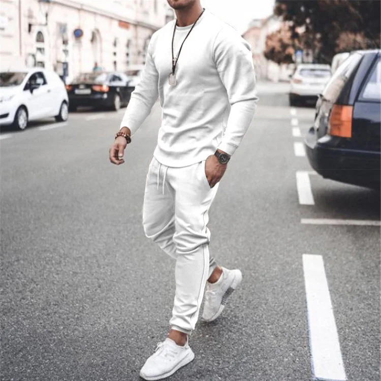 Men's spring and autumn suit round neck long-sleeved youth casual sports suit clothing