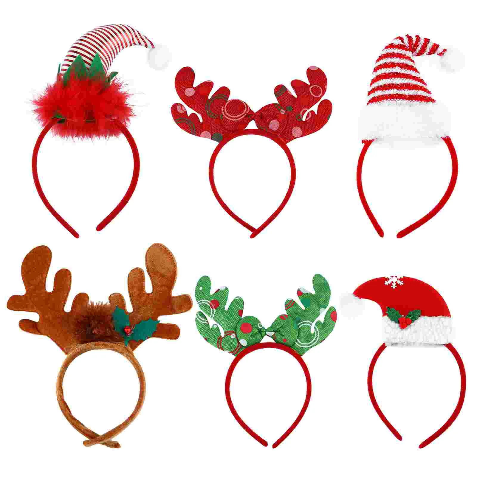 

6 Pcs Christmas Headband Headbands Hat Xmas Hair Accessories Ties Fancy Toddler Dress