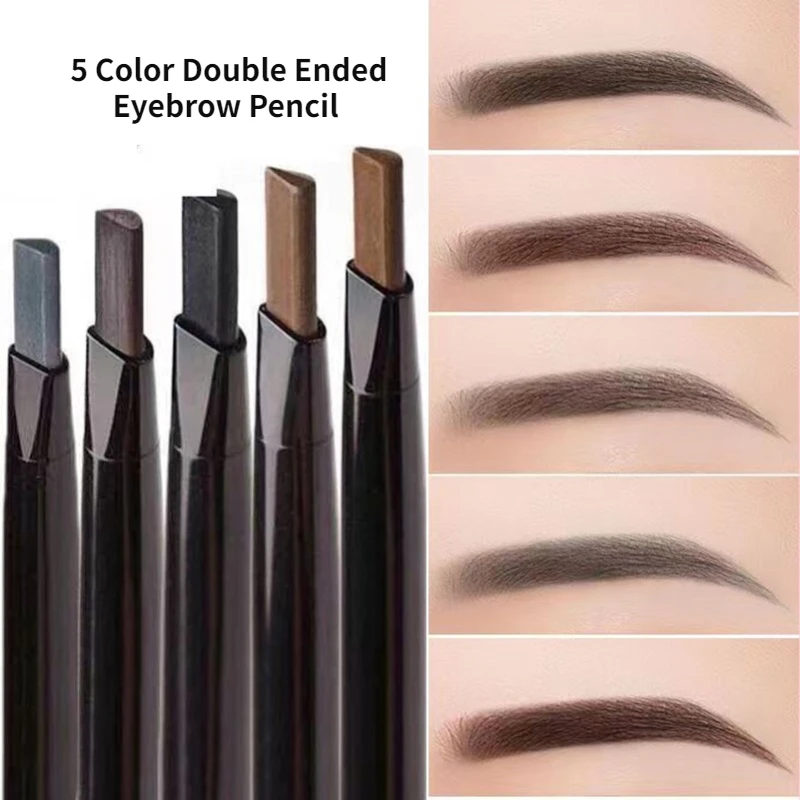 

5 Color Double Ended Eyebrow Pencil Waterproof Long Lasting No Blooming Rotatable Triangle Eye Brow Tattoo Pen Makeup 1PC