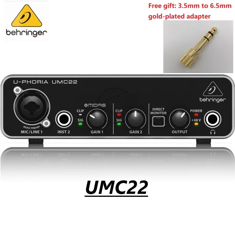 BEHRINGER U-PHORIA UMC22 звуковой интерфейс для записи в реальном времени усилитель