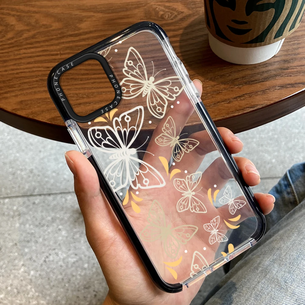

Butterfly Phone Case for iPhone 14ProMax 14Plus 13Pro 12Pro 11 Pro Max Luxury Transparent Cover for iPhone 14 13 12 11 Fundas