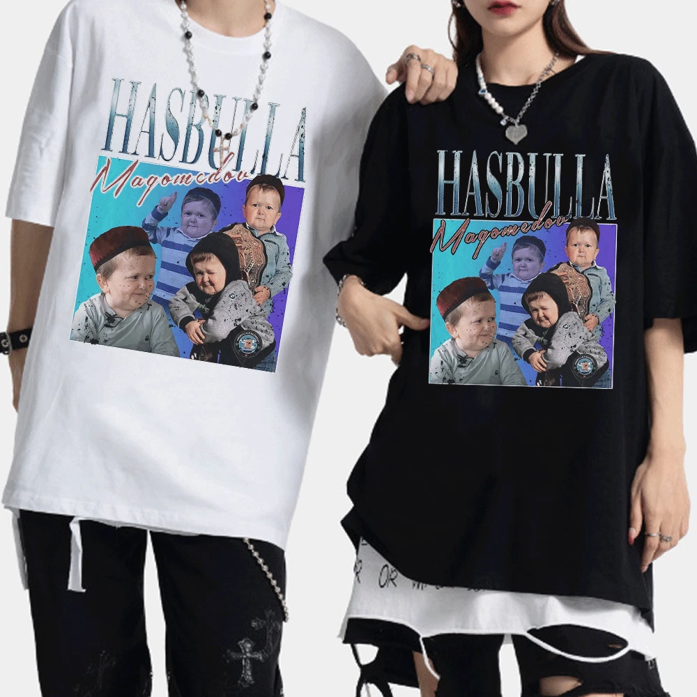 

Funny Hasbulla Tees Classic Hasbulla Fighting Meme T Shirt Fashion Casual Short Sleeve Mini Khabib Blogger Retro Men T-shirt