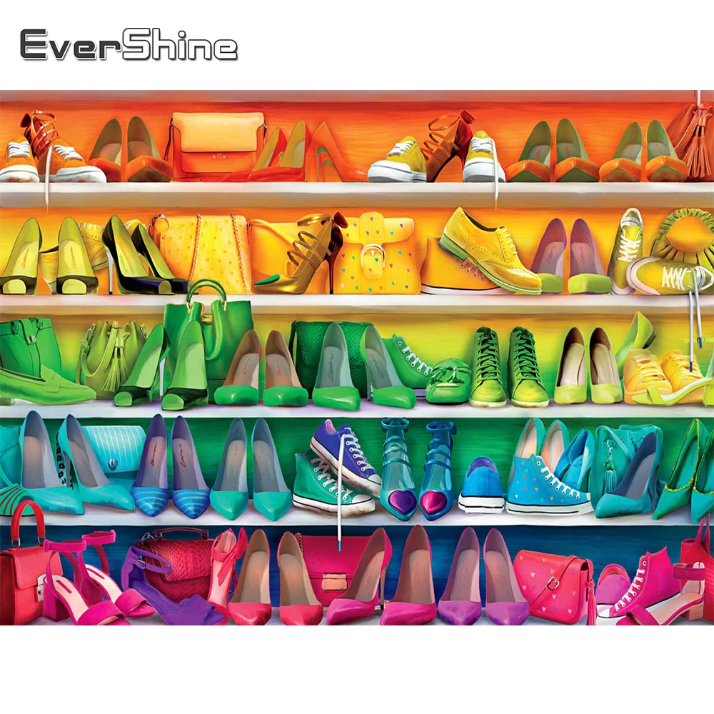

EverShine алмазная мозаика обувь вышивка крестиком Новое поступление алмазная вышивка пейзаж кабинет Алмазная Живопись Красочный картина стра...