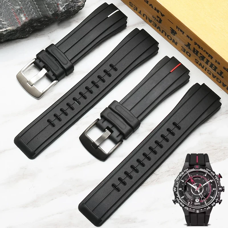Фото Ремешок для часов Timex T2N720 T2N721 TW2T76300, браслет с выпуклым интерфейсом 26*16 мм, резиновый силиконовый ремешок, аксессуары для часов. №1