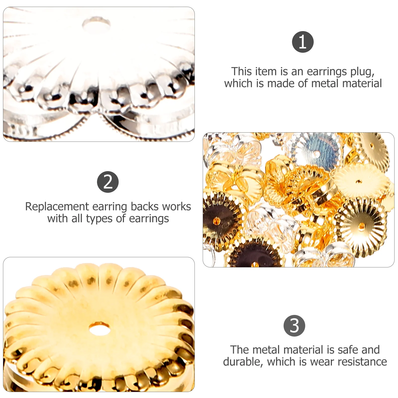 Earrings Jewelry Accessories Women Backs Backing Replacement Locking Studs Pierced Girl