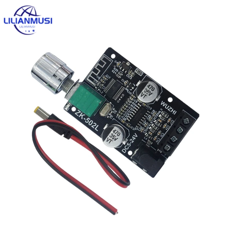 Цифровой усилитель мощности ZK-502L Mini BLE 5,0, плата модуля постоянного тока 5-24 В BLE5.0, беспроводной аудио стерео 50 Вт * 2 50 Вт + 50 Вт усилитель