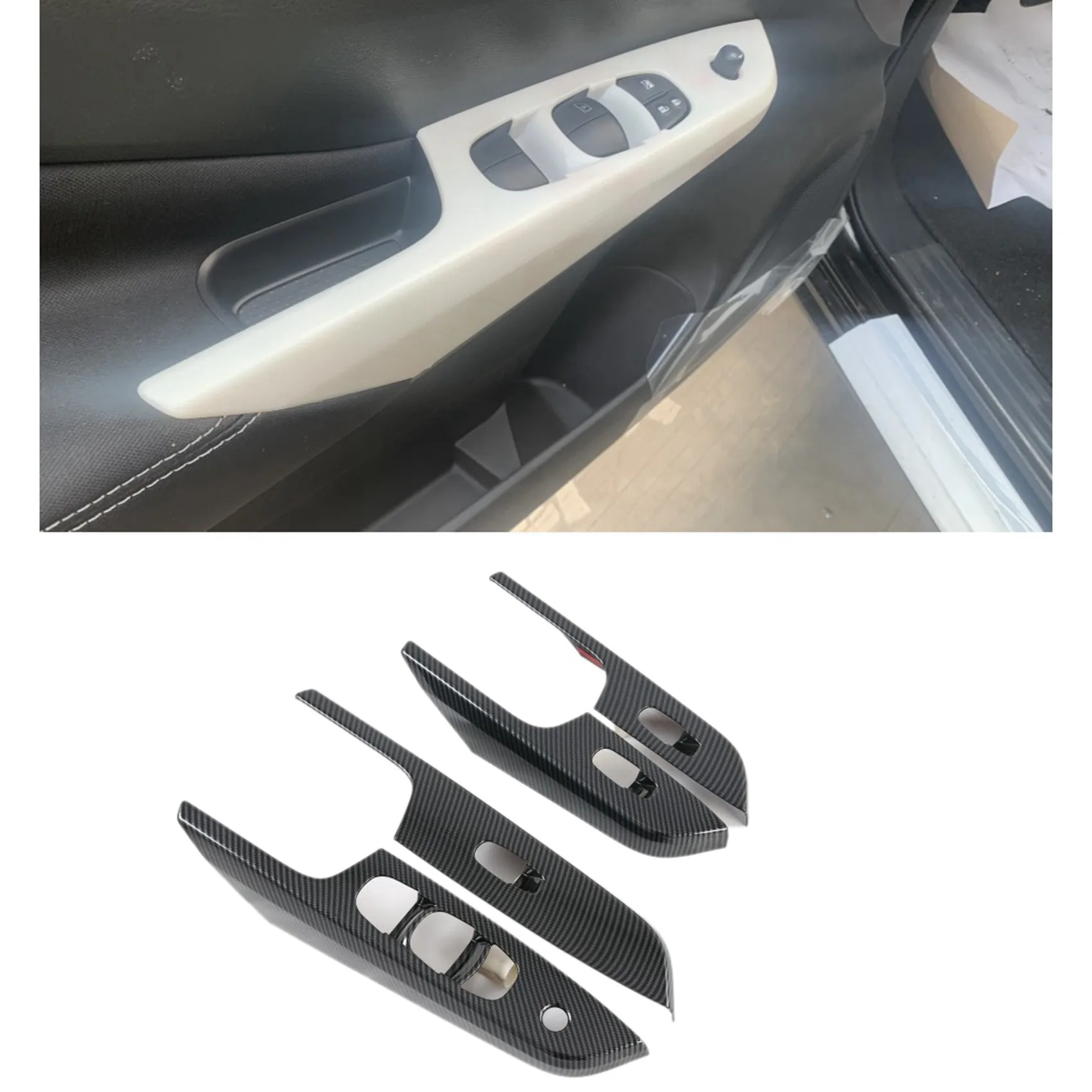

For Nissan Navara NP300 2016-2021 Window Glass Lift Switch Button Panel Cover & Car Copilot Glove Box Handle Bowl Cover
