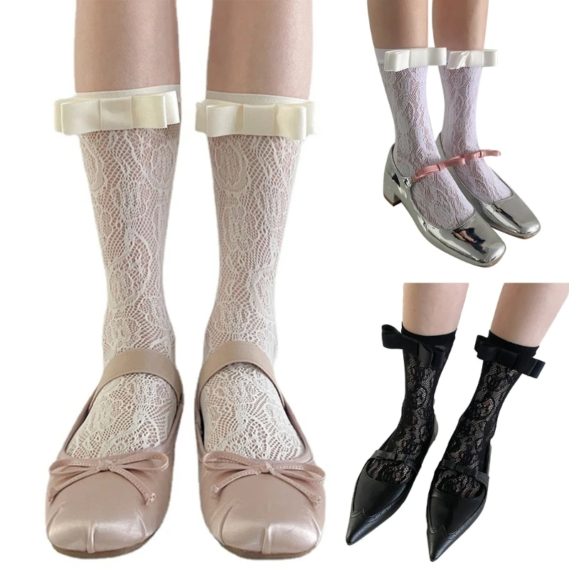 

L93F женские открытые летние чулки средней длины в рубчик для девушек