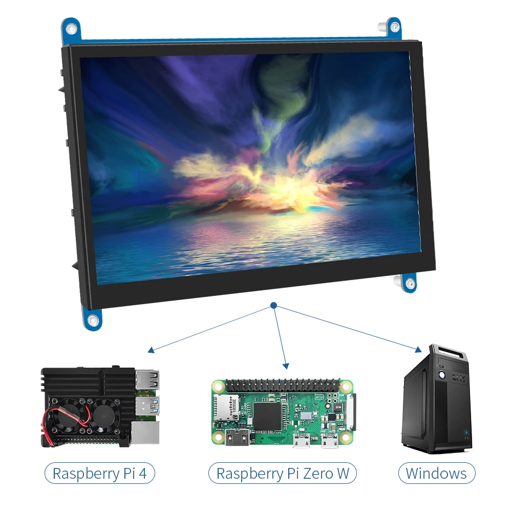 7-дюймовый IPS/TN AIDA64 ЖК-дисплей mini pc Touch HDMI модуль 1024x600 для Raspberry Pi 3 Pi4 PC монитор