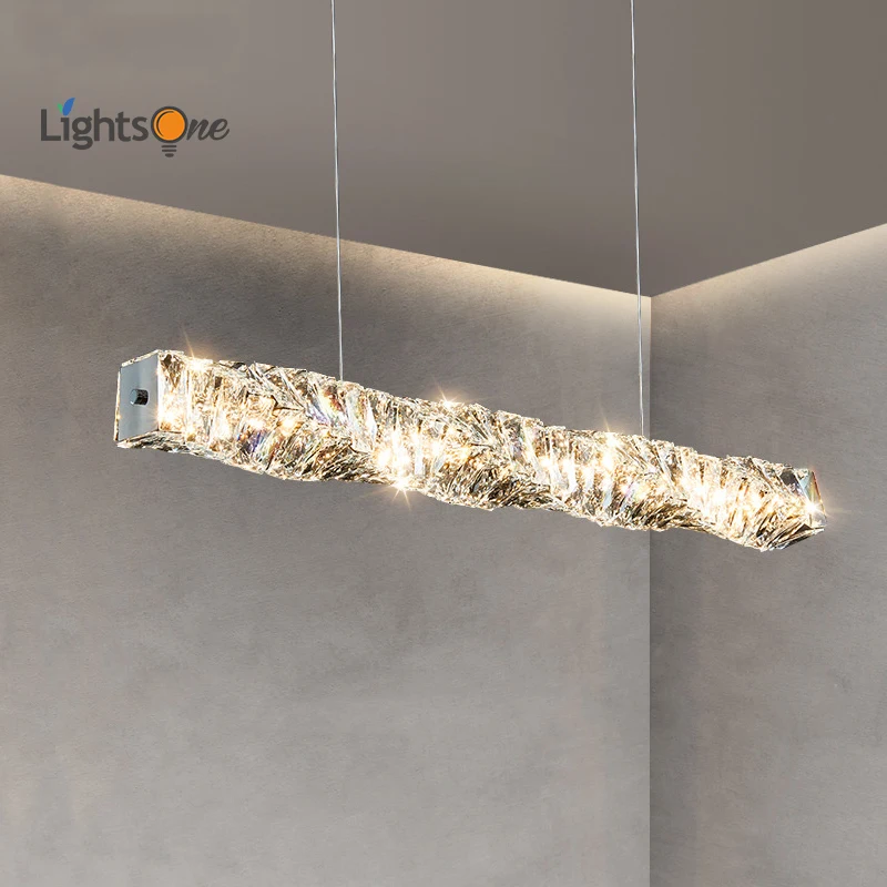 

Restaurant crystal chandelier light luxury simple dining room dining table bar long strip creative designer