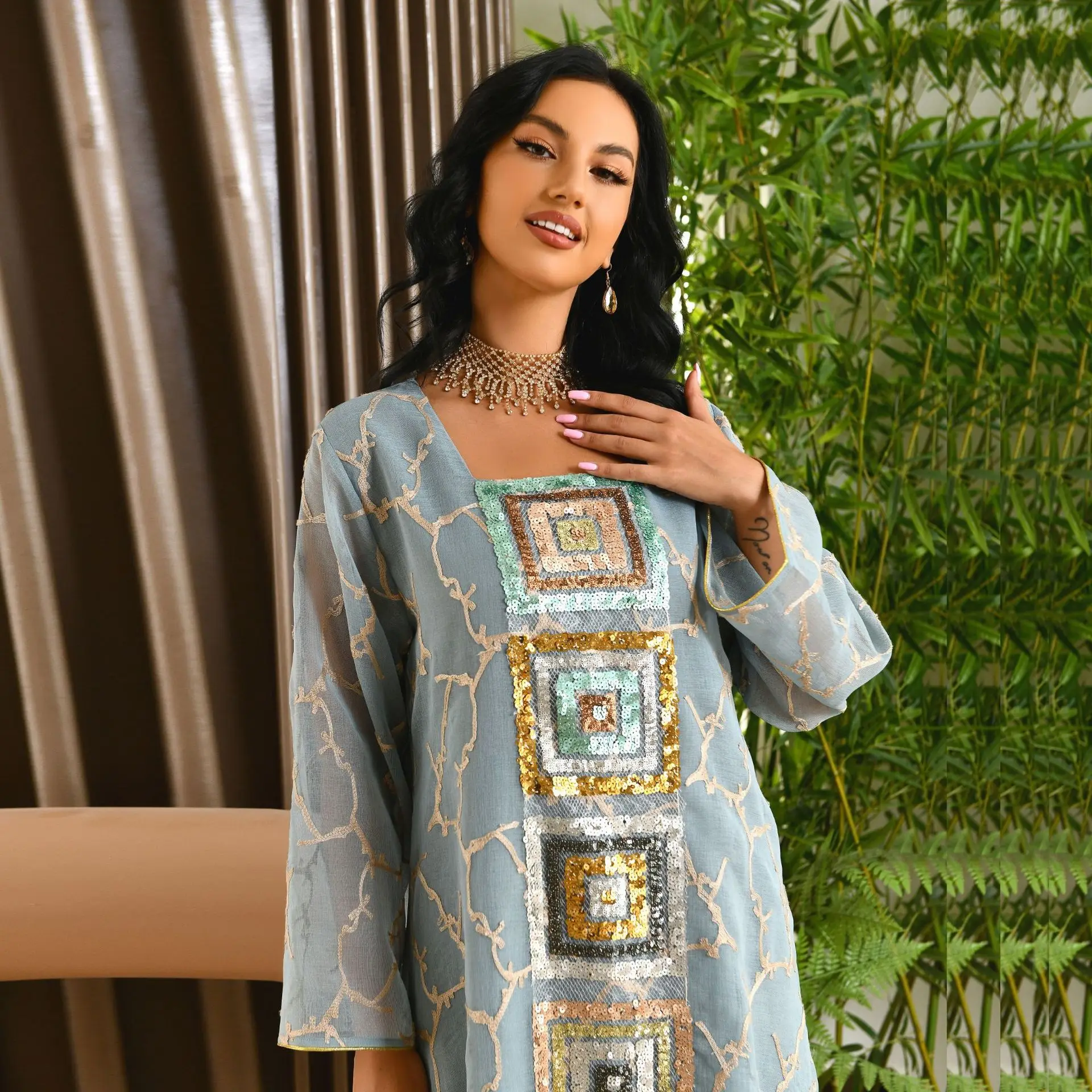 Рамадан Джалабия Арабские длинные платья для женщин Мусульманская Абая Дубай