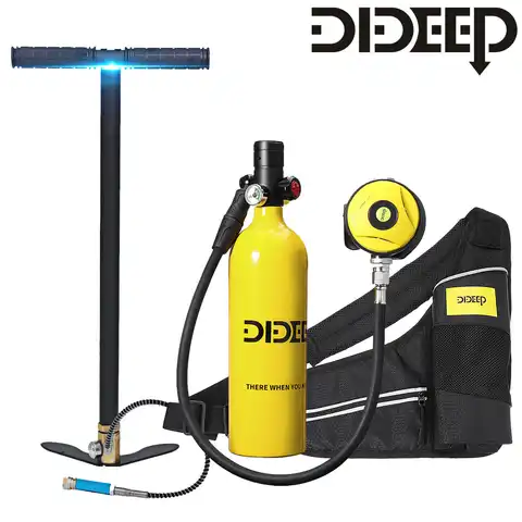 Кислородный баллон DIDEEP для дайвинга, 1 л, ручной насос для подводного плавания