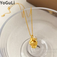 fashion jewelry geometric pendant necklace simply design high quality brass thick golden plated chain necklace for women gifts