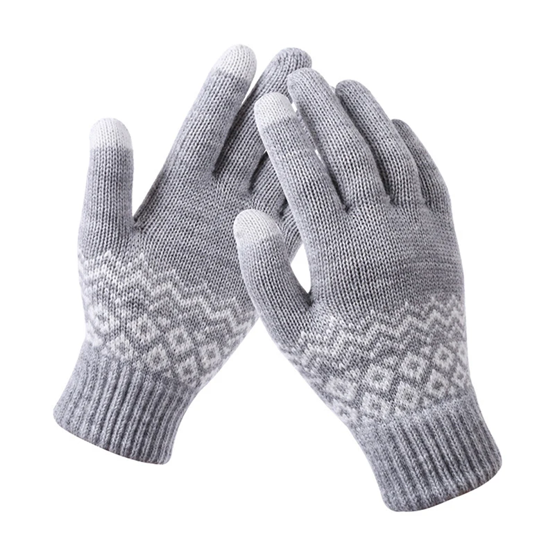 

Теплые плотные мужские перчатки, зимние кашемировые шерстяные вязаные перчатки, однотонные варежки, модные женские зимние перчатки для верховой езды на осень и зиму
