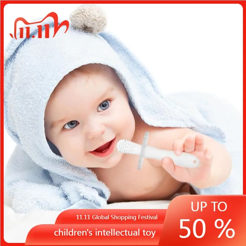 

Безопасный детский силиконовый Прорезыватель для зубов, экологически безопасная силиконовая палочка для прорезывания зубов, зубная щетка,...