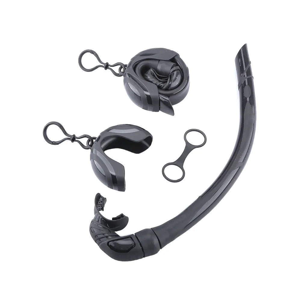 

Silicone Snorkel Tube Portable Ergonomic Small Outdoor Sport Diving Freediving Snorkelling Tubes with Storage Box Black