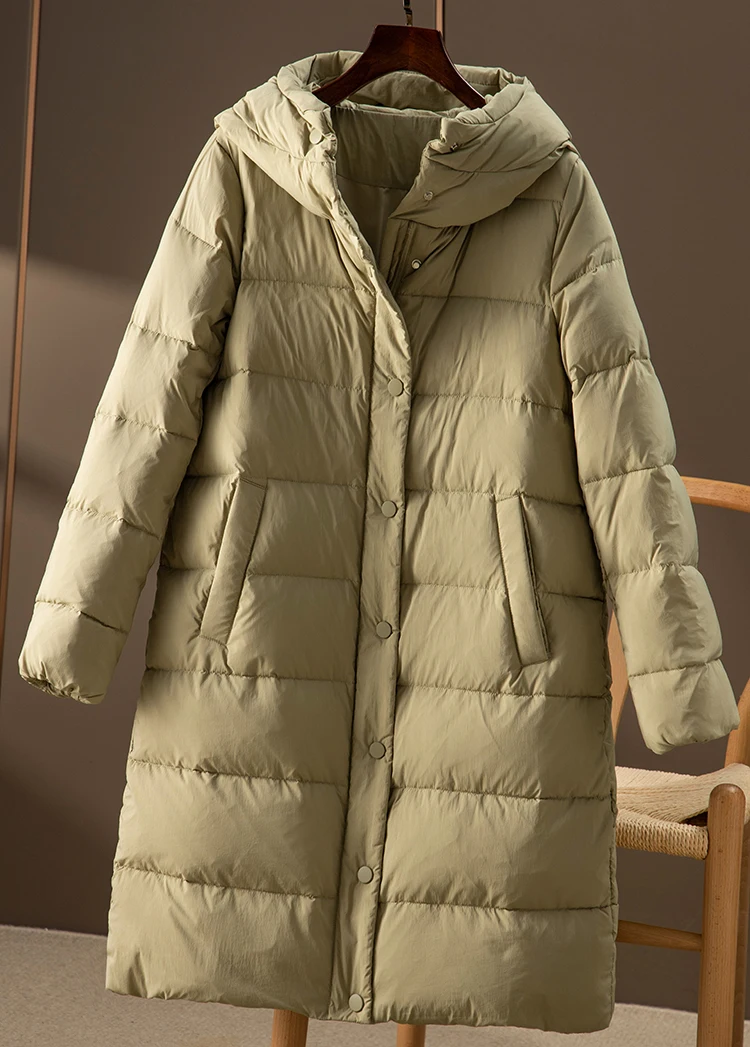 2022 New Long  Women Jacket  90%  White Goose Down  Casual  Zipper  Wide-waisted  Casacas Para Mujer Invierno Coat Women