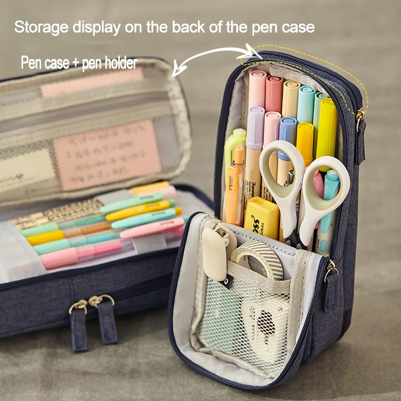 angoo pencil case pen bag fold two layers big capacity pencil pouch pen organizer durable stationery holder mobile phone holder free global shipping