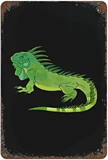 

Green Iguana Iron Sign Vintage Metal Painting Hanging Poster Printed Picture for Home Wall Bar Decor