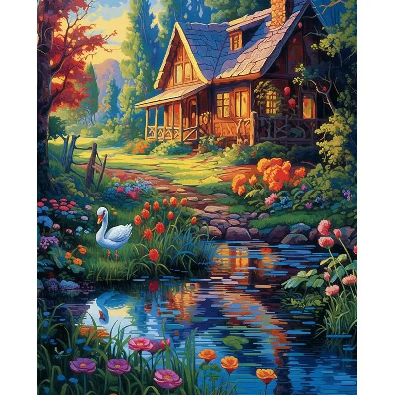 

Современная картина GATYZTORY по номерам, убить время, рисунок дома, искусственный дом, декорации, Diy подарок для взрослого пейзажа