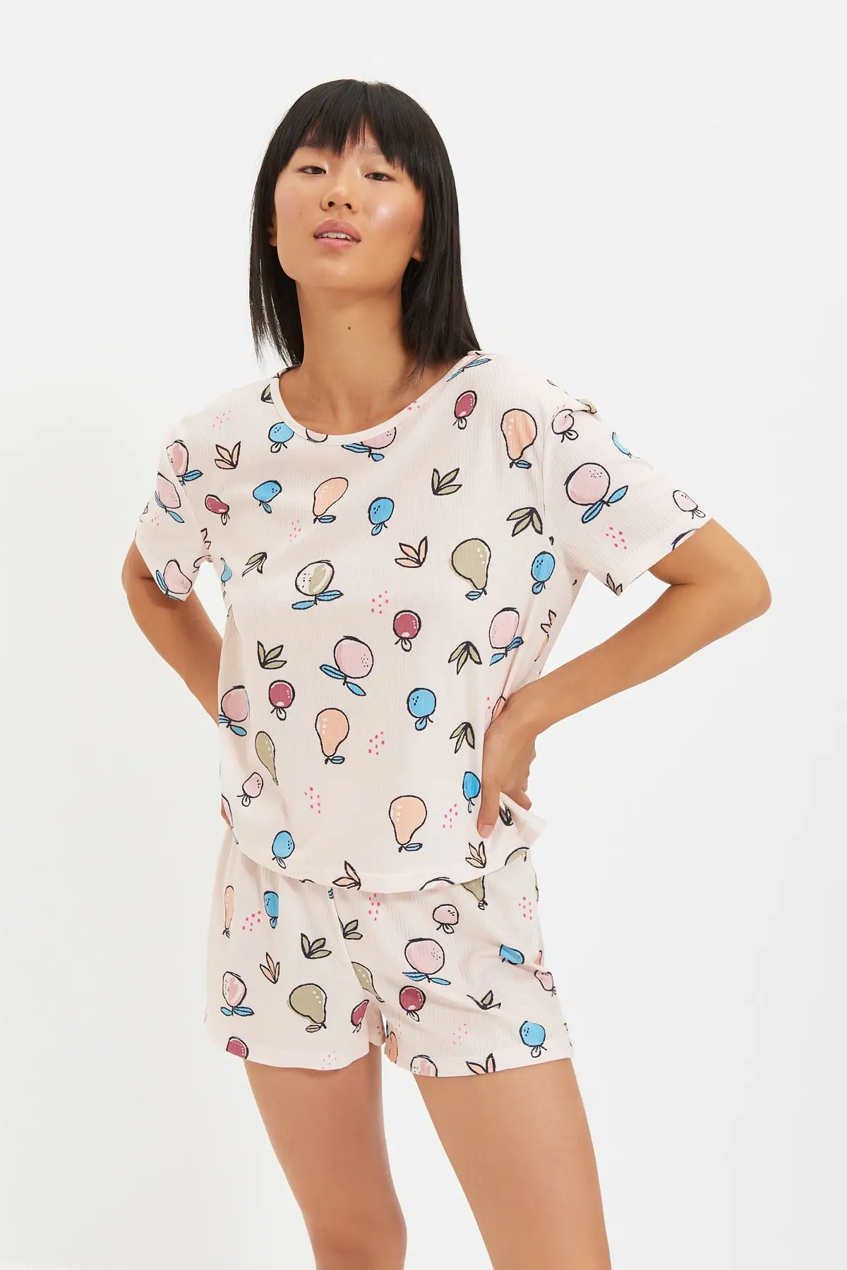 Trendyol Fruit Pattern Knitted Pajamas Set THMAW22PT0005