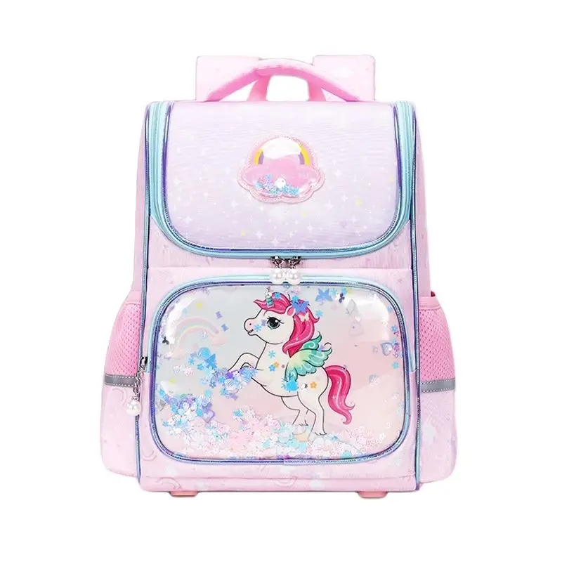 Pink Unicorn Primary Girls School Bag Orthopedic Foldable Kids Backpack Children Schoolbag Bookbag Grade 1-3 Mochila Escolar