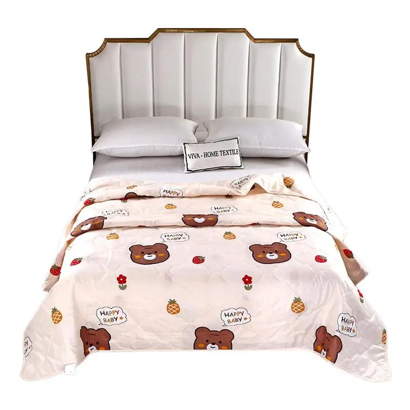 

Air Conditioning Quilt Lightweight Bedding And Double Sided Print With Full Size Skin & Cotton Wrapping Cool Blanket For Summer