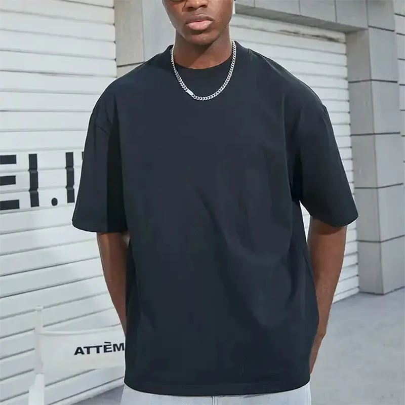 w rozmiarze 340g Męska koszulka 100% grubsza bawełna Wiosna Casual Jersey Duży i wysoki Wysokiej jakości męskie topy haftowane na zamówienie