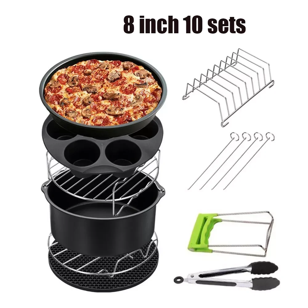 

Air Fryer Accessories 8 Inch for Gowise Phillips Cozyna and Secura, Set of 10, Fit all Airfryer electric fryer 5.3QT to 5.8QT