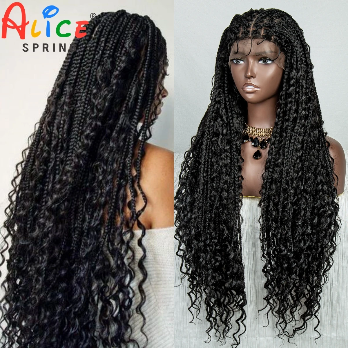 

32 Inches Synthetic Lace Braided Wigs Cornrow Braids Lace Wigs for Black Women Braid Wigs on Sale Clearance Box Braids Lace Wig