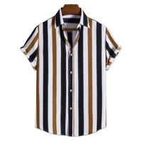 hawaii men shirt blouse stripes loose short sleeve casual buttons beach shirt men summer fashion casual breathable shirts tops