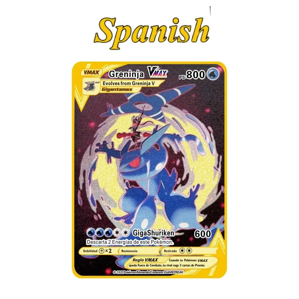 

10000 ps Arceus Vmax pokemon Card Metal Spanish Card Pikachu Charizard VSTAR Golden Limited Children 's gift Game Collection Car