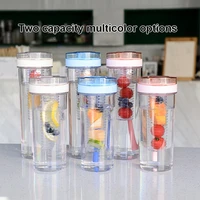 plastic water bottle with straw fruit infuser healthy tea cup portable fitness sport outdoor travel summer drinking bottles girl