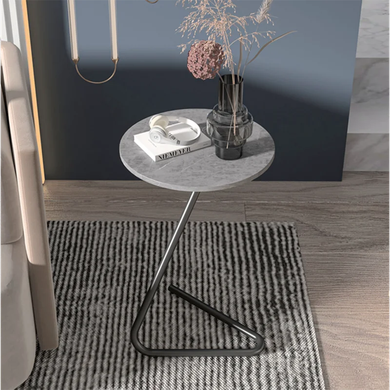 Белый круглый современный кофейный столик Декор металлический балкон