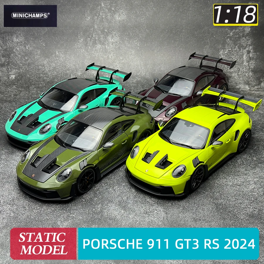 Мини-лампы масштаб 1:18 новый PORSCHE 911(992) GT3 RS 2024 модель автомобиля металлическая