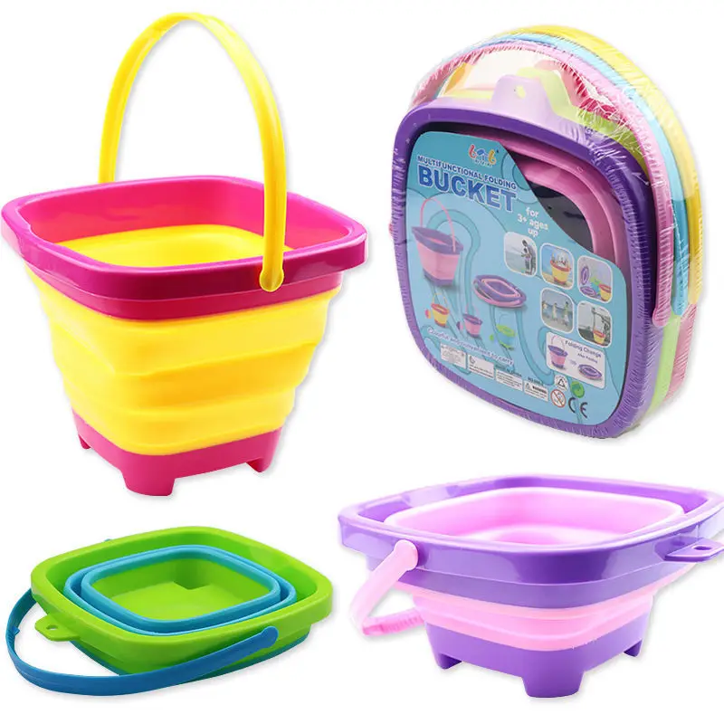 

Children Beach Bucket Foldable Sand Toy Portable Play Summer Beach Water Game Telescopic Bucket Kids Toys Multi Purpose Storage