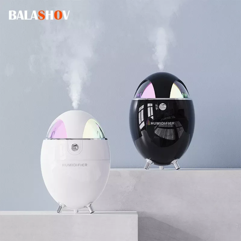 Mini Cute Air Humidifier Eggshell Shape Home Desktop USB Colorful Night Light Mute Humidifying Sprayer For Car Office Creativity