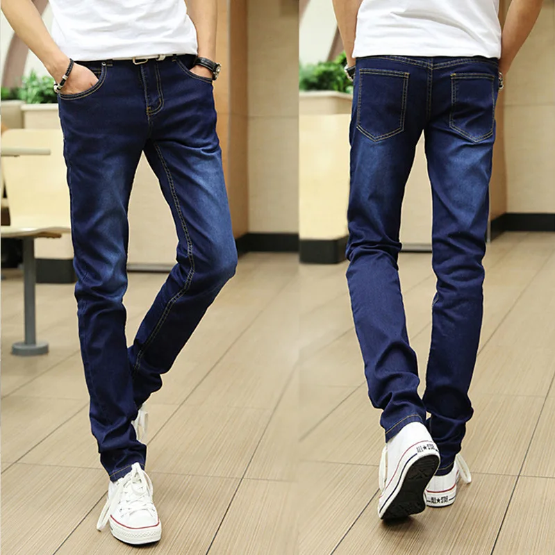 2023 Summer Korean Slim Fit Jeans Men's Brand Fashion Casual Pants Student Youth Youth Men's Pocket Pencil Pants