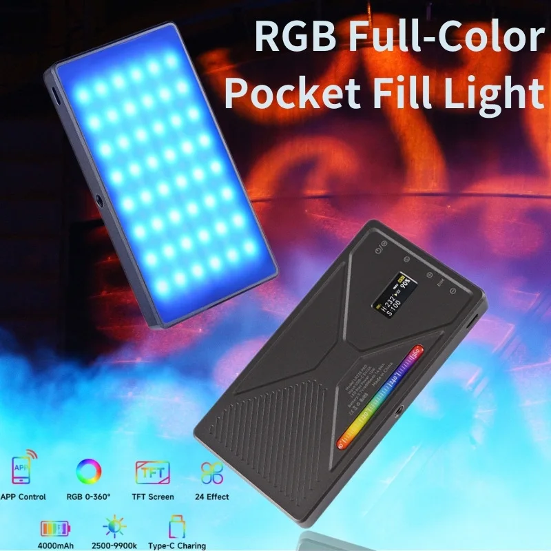 Фото Портативная полноцветная заполняющая лампа RGB, управление через приложение, профессиональная лампа для телефона/камеры: селфи, прямая трансляция, видео и фотография №1