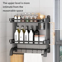 home kitchen wall mounted seasoning rack multi function knife holder free punching storage shelf