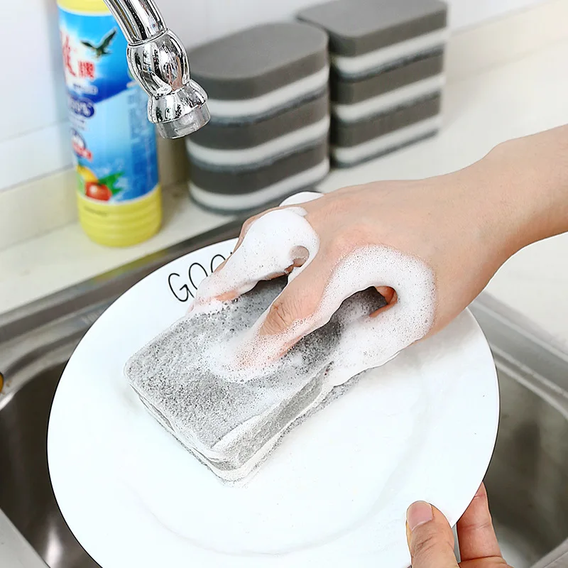 

5 Pcs Double-sided Cleaning Sponge Household Scouring Pad Kitchen Wipe Dishwashing Sponge Cloth Dish Cleaning Towels Accessories
