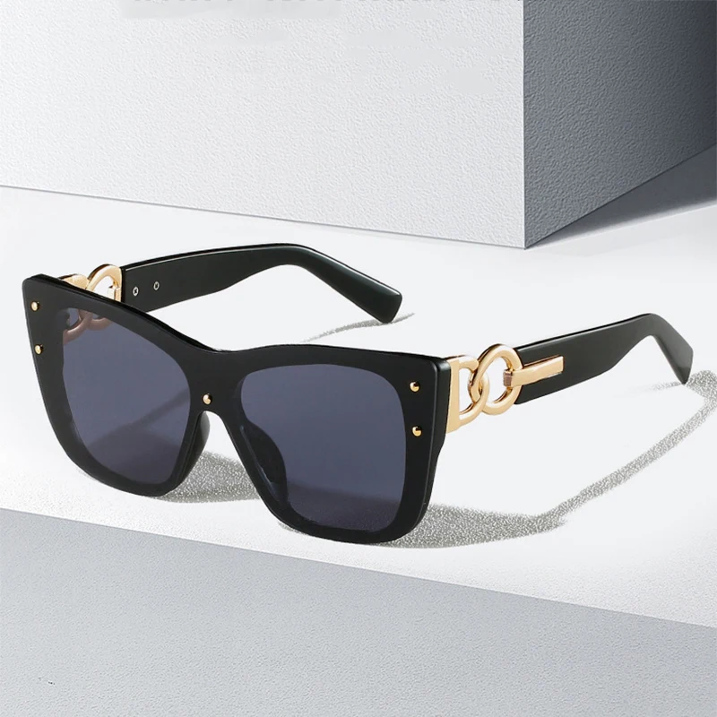 Gafas de sol con montura grande de ojo de gato para mujer y hombre, diseño de marca, moda de lujo, tendencia Retro, gafas de protección UV para conducción de coche para hombre y mujer