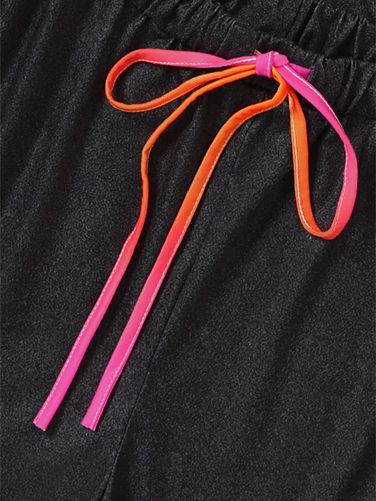 Salty Beach Gradient Coconut Tree Glasses Tank And Shorts Pajamas Set Mujer Sleepwear Set Sleeveless Top+Shorts Homewear