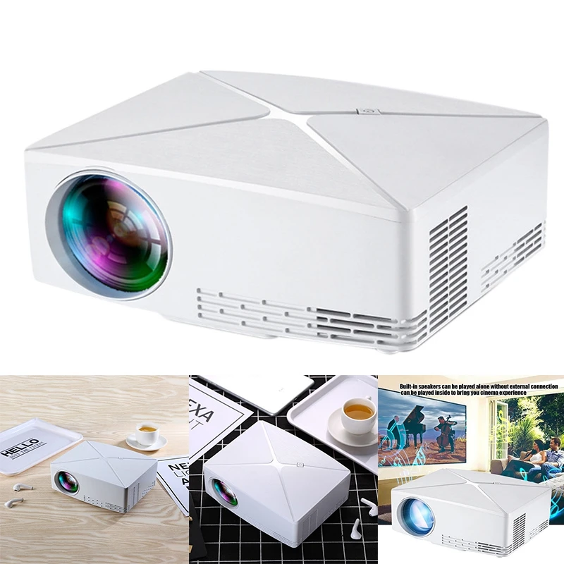 

Top Deals C80 Projector 1080P Movie Projector Support PC Laptop USB Stick HDMI-Compatible For Video Movie Game