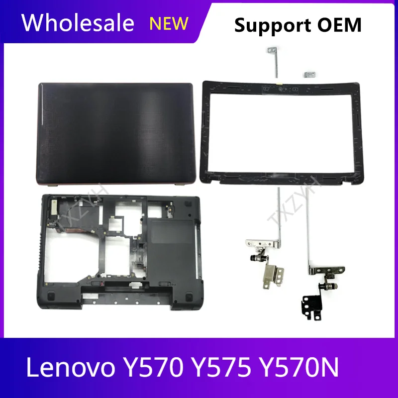 

New Original For Lenovo Y570 Y575 Y570N Laptop LCD back cover Front Bezel Hinges Palmrest Bottom Case A B C D Shell