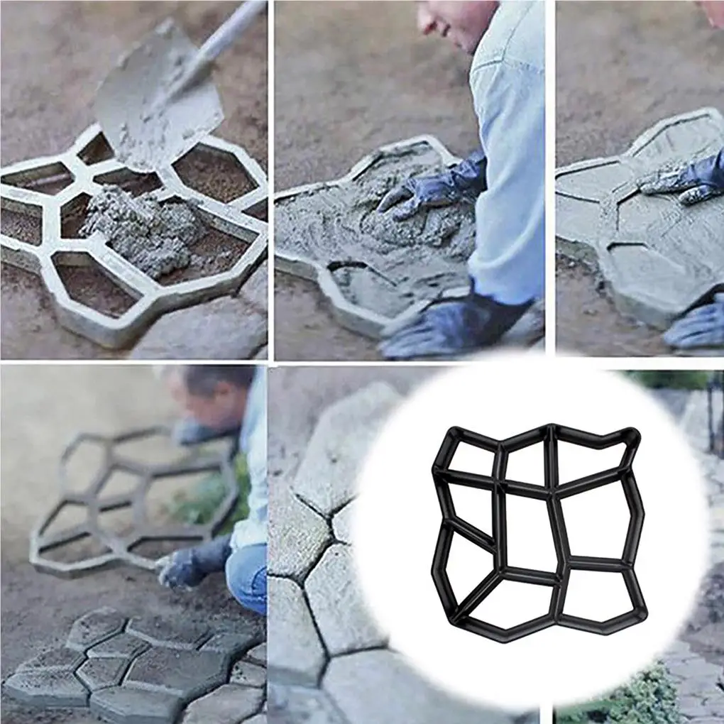 

Path Paving Mould Home Garden Floor Road Concrete Stepping Stone Path Mold Patio Maker Reusable DIY Plastic Paving Tool