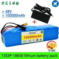 new xt60 plug 48v100ah 1000w 13s3p 48v lithium ion battery pack for 54 6v e bike electric bicycle scooter with bms54 6v charger