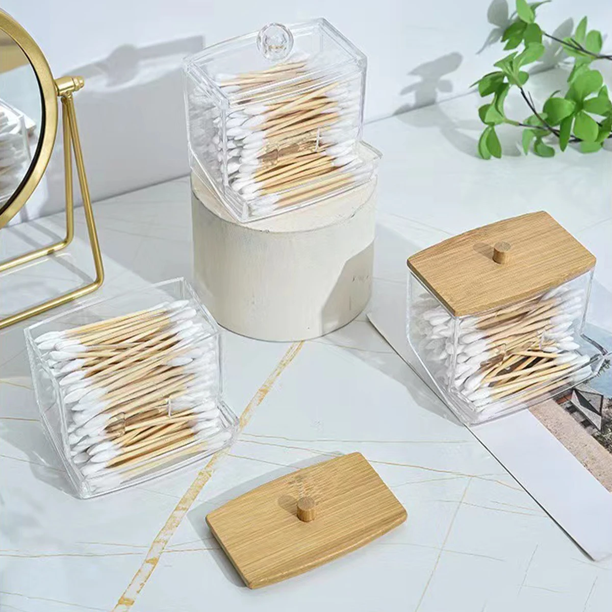 Акриловая коробка для хранения органический органайзер косметики ватных